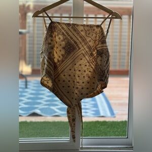 French Kiss “May” Bandana Top Brown/Beige Sz. M